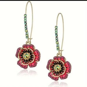 Colorful flower inlaid rhinestone earrings
